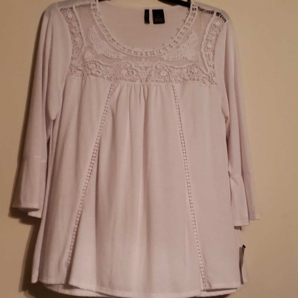 NWT NEW DIRECTIONS White Peasant Top XL